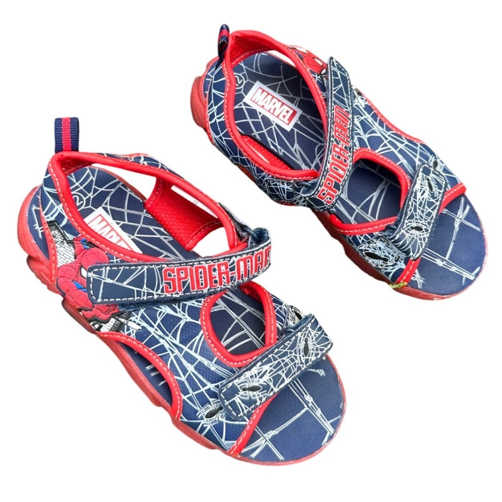 Marvel Spider Man Toddler Boy Sandals Size 12 Blue Red Shoes